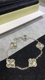 Van Cleef & Arpels or blanc laser quatre feuilles trèfle cinq fleurs bracelet-3731